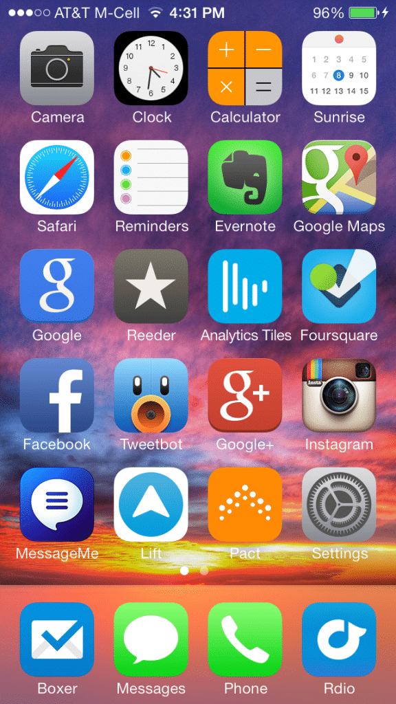 January 2014 Home Screen of iOS Apps